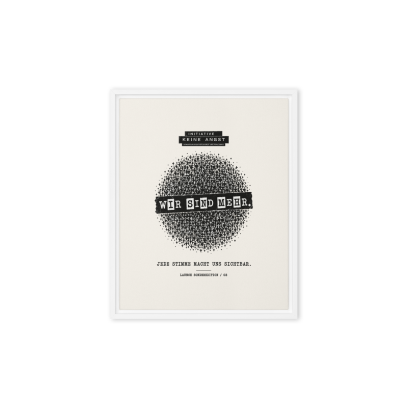 Sonderedition „Wir sind mehr“ – Gerahmte Leinwand · White · framed-canvas-(in)-white-8x10-front-6aa1af34415c4.png
