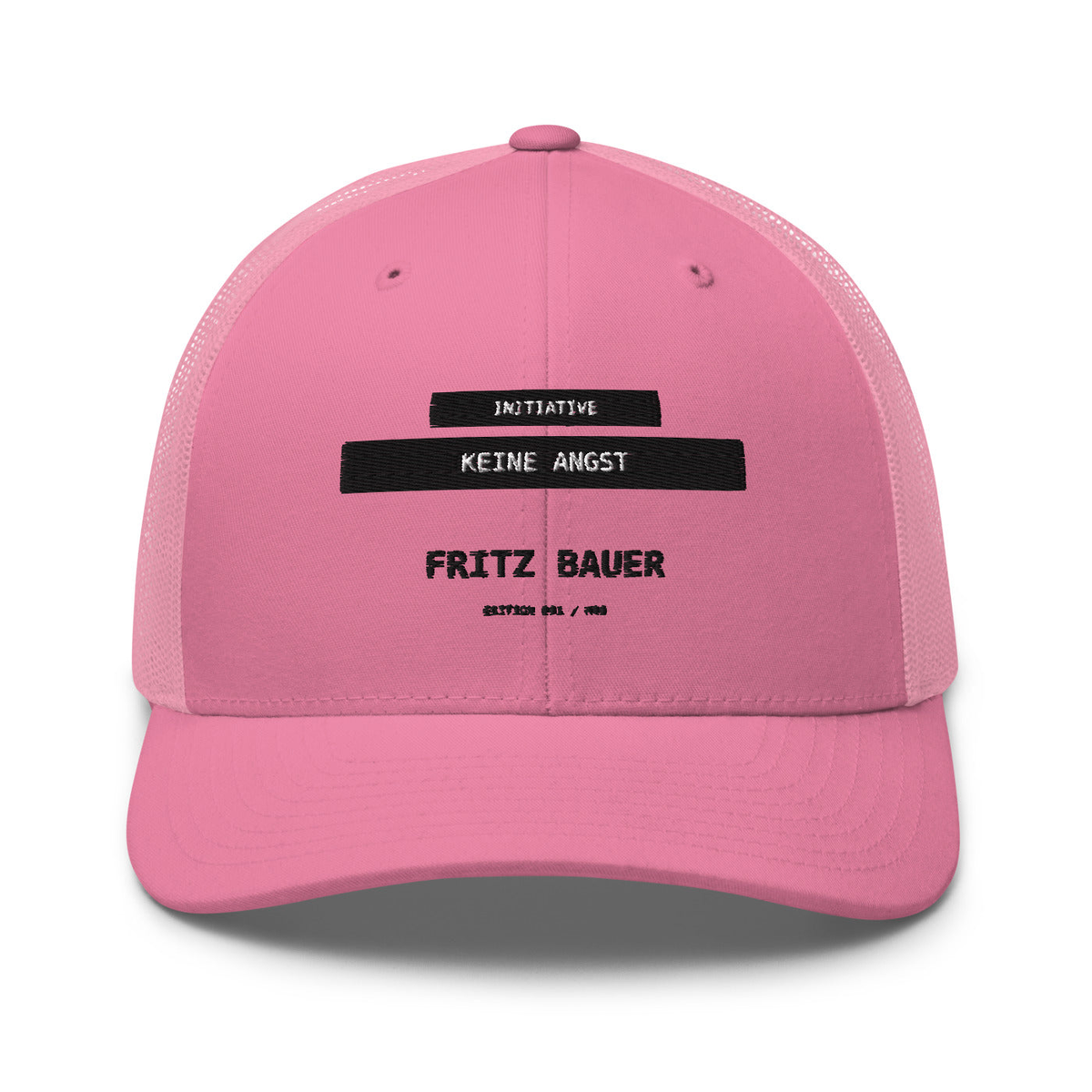 Fritz Bauer – Retro-Trucker-Cap – Pink – großes Original-Stickmotiv
