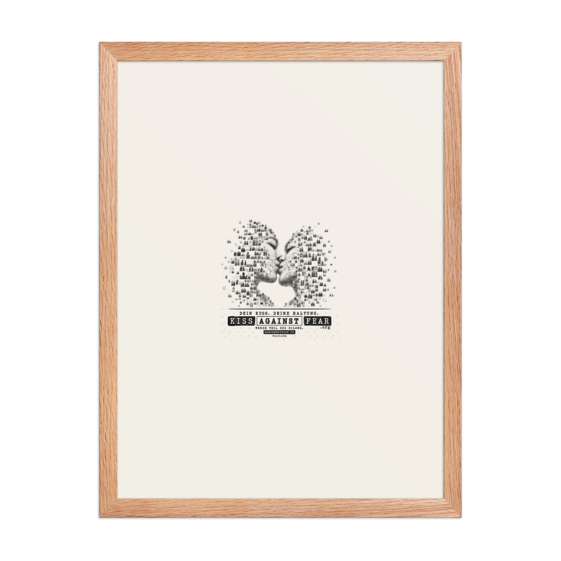 Kiss Against Fear – Deutsch – Gerahmtes Poster auf verbessertem mattem Papier · Red Oak · enhanced-matte-paper-framed-poster-(in)-red-oak-18x24-front-6aa19ebb95d0d.png