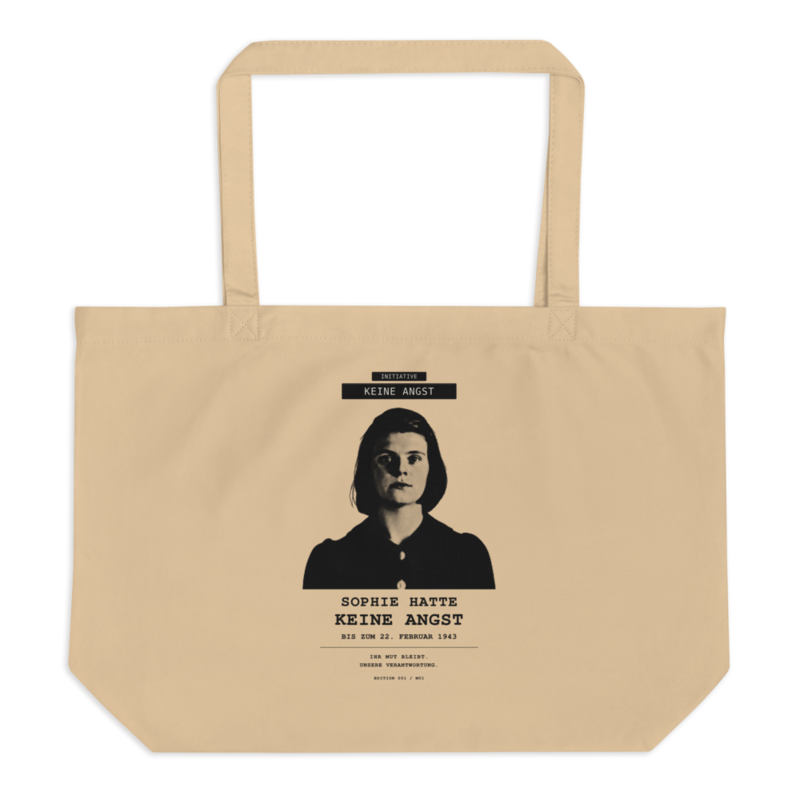 Sophie Scholl – Große Bio-Tragetasche · Oyster · large-eco-tote-oyster-front-6a9f1e4a2ebda.png