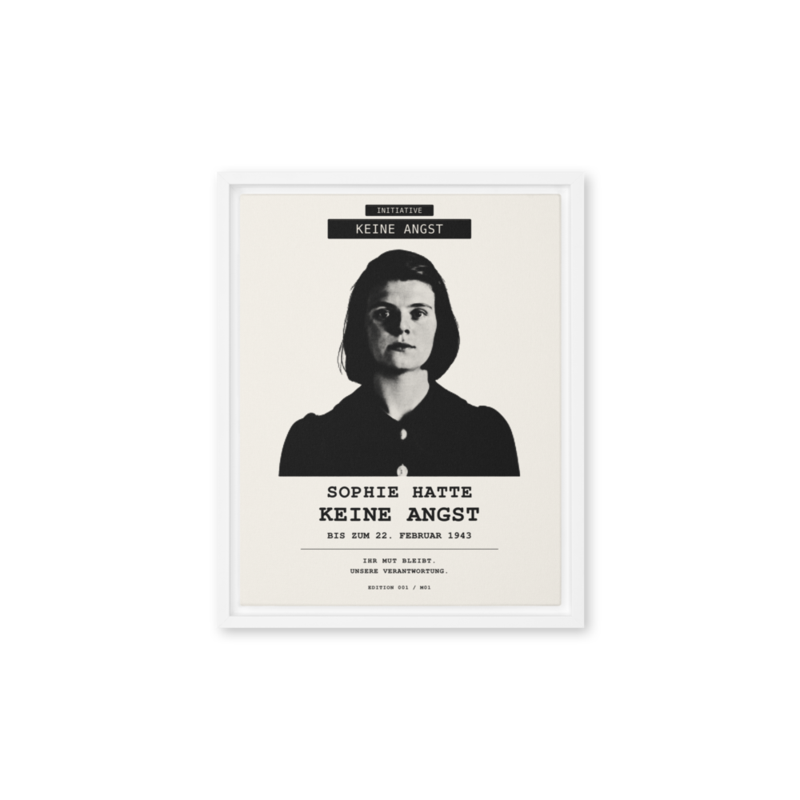 Sophie Scholl – Gerahmte Leinwand · White · framed-canvas-(in)-white-11x14-front-6aa05ddc2856c.png