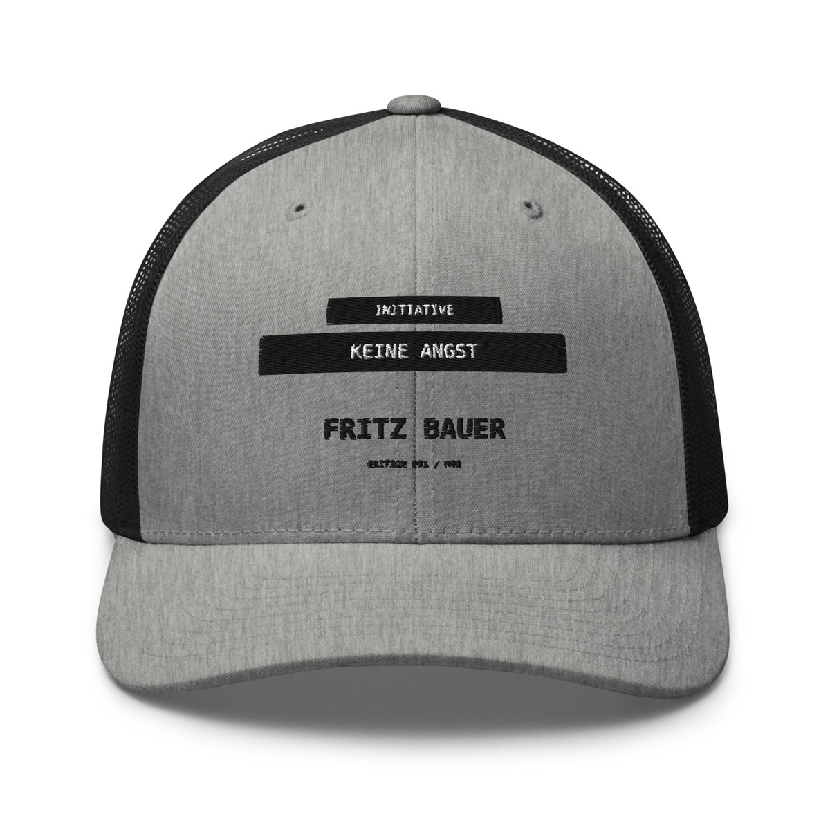 Fritz Bauer – Retro-Trucker-Cap – Heather/ Black – großes Original-Stickmotiv