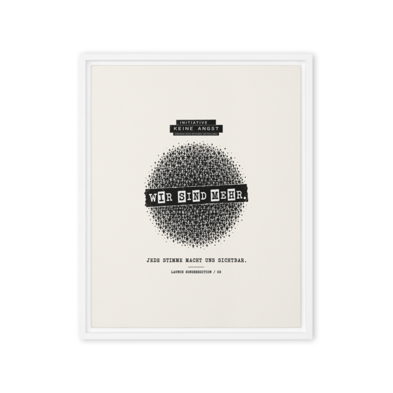 Sonderedition „Wir sind mehr“ – Gerahmte Leinwand · White · framed-canvas-(in)-white-16x20-front-6aa1ad32d479a.png