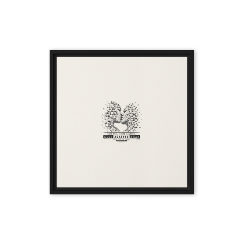 Kiss Against Fear – Deutsch – Gerahmte Leinwand · Black · framed-canvas-(in)-black-16x16-front-6aa1a429b5879.png