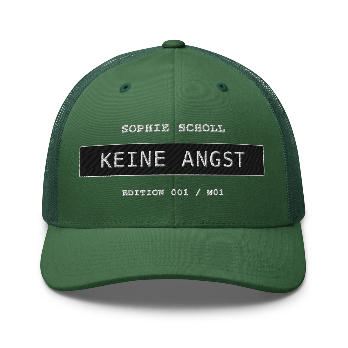 Sophie Scholl – Retro-Trucker-Cap – Evergreen – großes Original-Stickmotiv