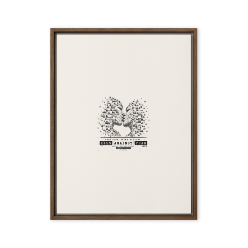 Kiss Against Fear – Deutsch – Gerahmte Leinwand · Brown · framed-canvas-(in)-brown-18x24-front-6aa1a46e222ed.png