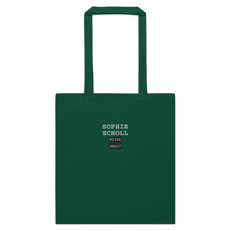 Sophie Scholl – Baumwolltasche mit langen Henkeln · Bottle Green · cotton-color-tote-bag-bottle-green-front-6aa24d95d5ab4.png