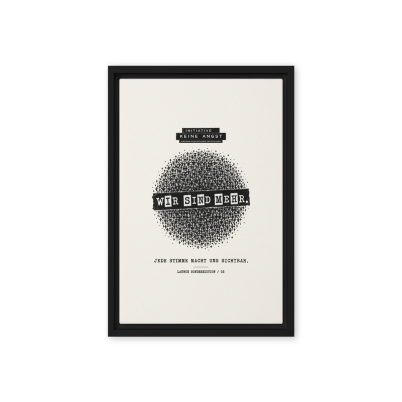 Sonderedition „Wir sind mehr“ – Gerahmte Leinwand · Black · framed-canvas-(in)-black-12x18-front-6aa1ae526a1ea.png