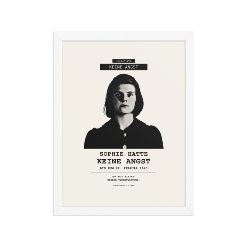 Sophie Scholl – Gerahmtes Poster auf verbessertem mattem Papier · White · enhanced-matte-paper-framed-poster-(in)-white-12x16-front-6aa05afe1bb11.png