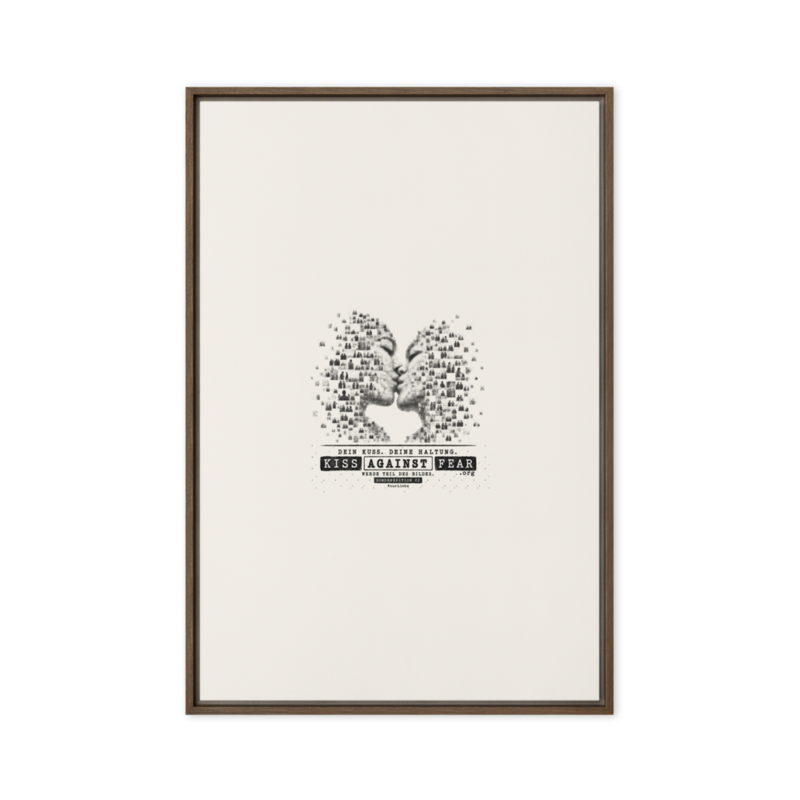 Kiss Against Fear – Deutsch – Gerahmte Leinwand · Brown · framed-canvas-(in)-brown-20x30-front-6aa1a4b80d1fb.png
