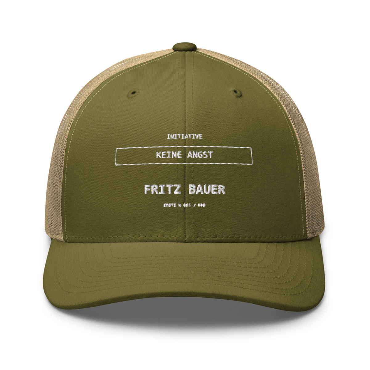 Fritz Bauer – Retro-Trucker-Cap – Moss/ Khaki – großes Original-Stickmotiv