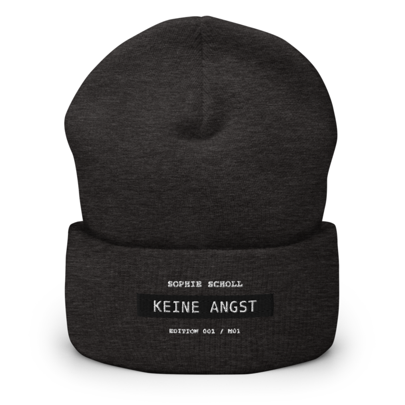 Sophie Scholl – Mütze mit Umschlag · Dark Grey · cuffed-beanie-dark-grey-front-6a9f801e4adfd.png