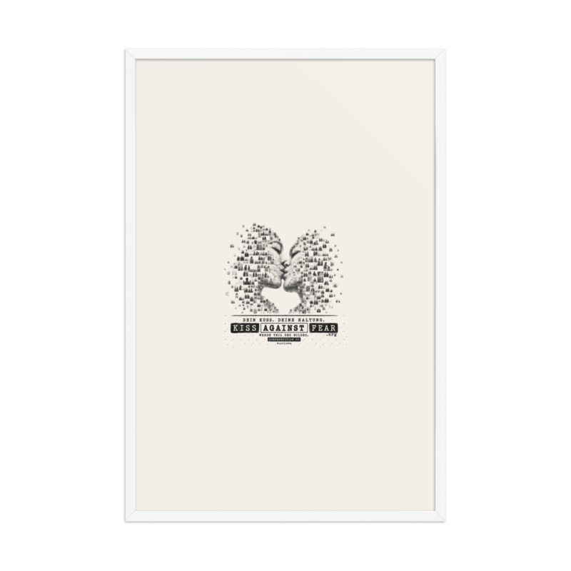 Kiss Against Fear – Deutsch – Gerahmtes Poster auf verbessertem mattem Papier · White · enhanced-matte-paper-framed-poster-(in)-white-24x36-front-6aa19e2b211e7.png