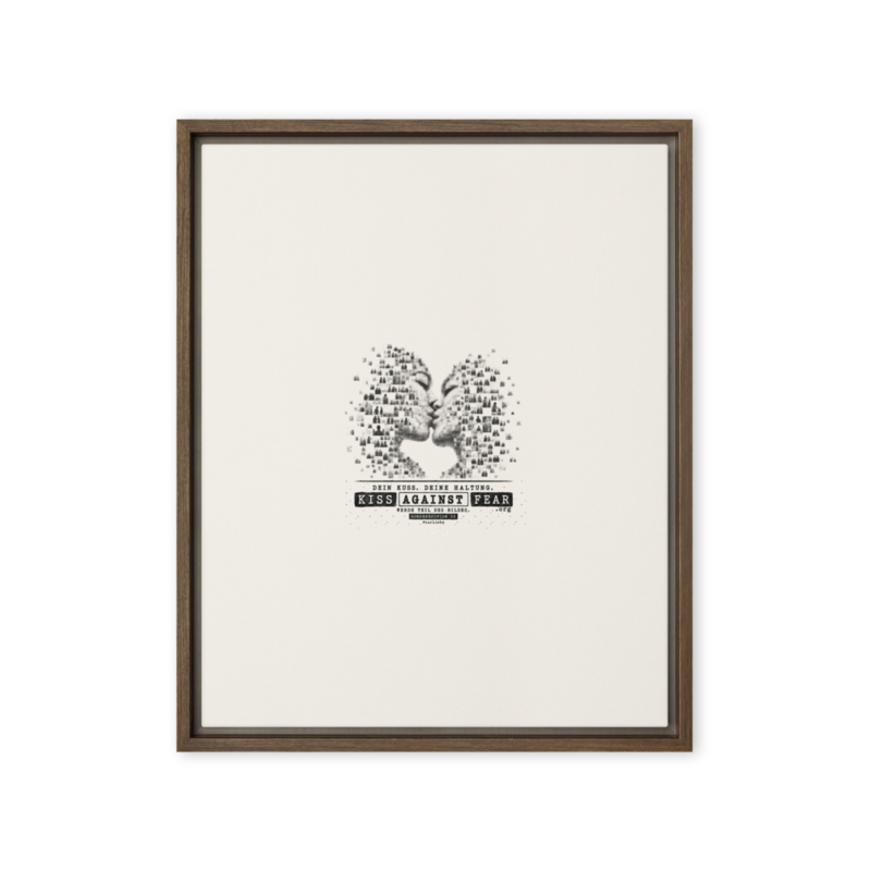 Kiss Against Fear – Deutsch – Gerahmte Leinwand · Brown · framed-canvas-(in)-brown-16x20-front-6aa1a46de1f82.png