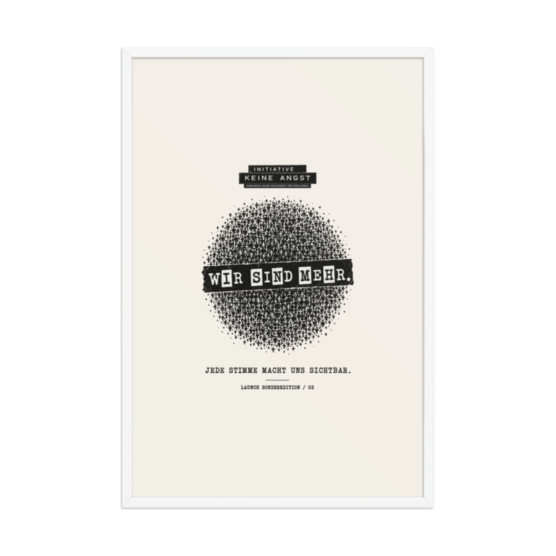Sonderedition „Wir sind mehr“ – Gerahmtes Poster auf verbessertem mattem Papier · White · enhanced-matte-paper-framed-poster-(in)-white-24x36-front-6aa1ab7159727.png