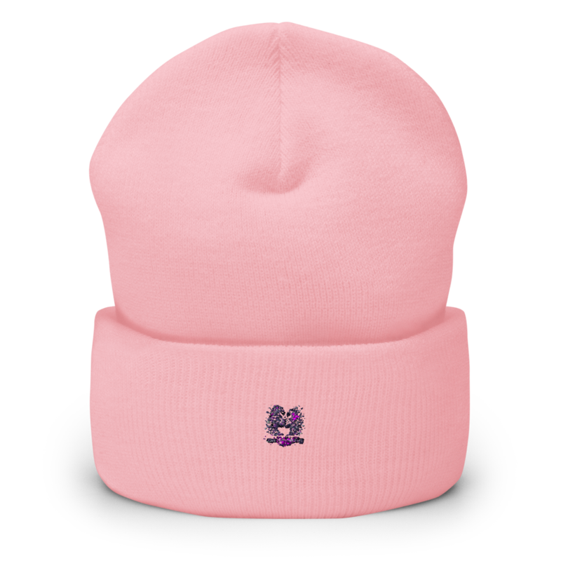 Kiss Against Fear – Deutsch – Mütze mit Umschlag · Baby Pink · cuffed-beanie-baby-pink-front-6aa19ff40fa61.png