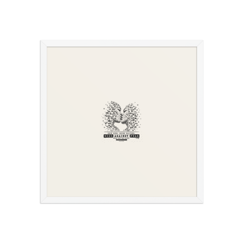 Kiss Against Fear – Deutsch – Gerahmtes Poster auf verbessertem mattem Papier · White · enhanced-matte-paper-framed-poster-(in)-white-18x18-front-6aa19e71af032.png