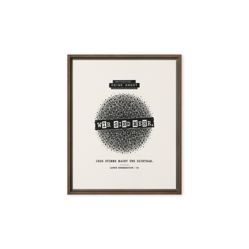 Sonderedition „Wir sind mehr“ – Gerahmte Leinwand · Brown · framed-canvas-(in)-brown-8x10-front-6aa1ae9d44161.png