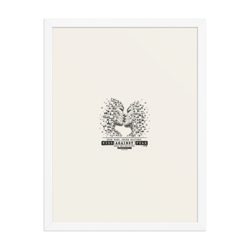 Kiss Against Fear – Deutsch – Gerahmtes Poster auf verbessertem mattem Papier · White · enhanced-matte-paper-framed-poster-(in)-white-18x24-front-6aa19e2a05915.png