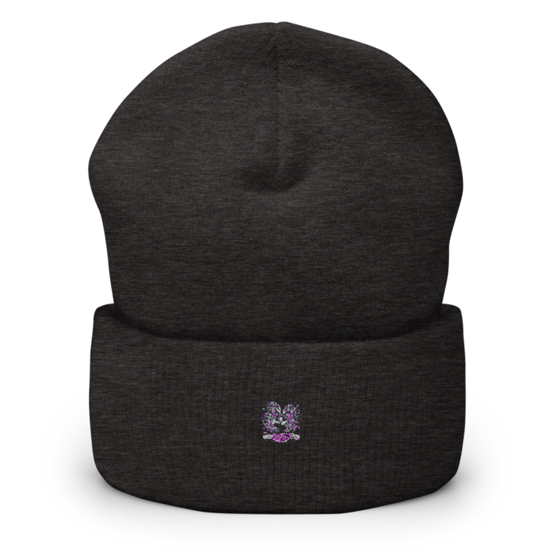 Kiss Against Fear – Deutsch – Mütze mit Umschlag · Dark Grey · cuffed-beanie-dark-grey-front-6aa19fb74fbb8.png