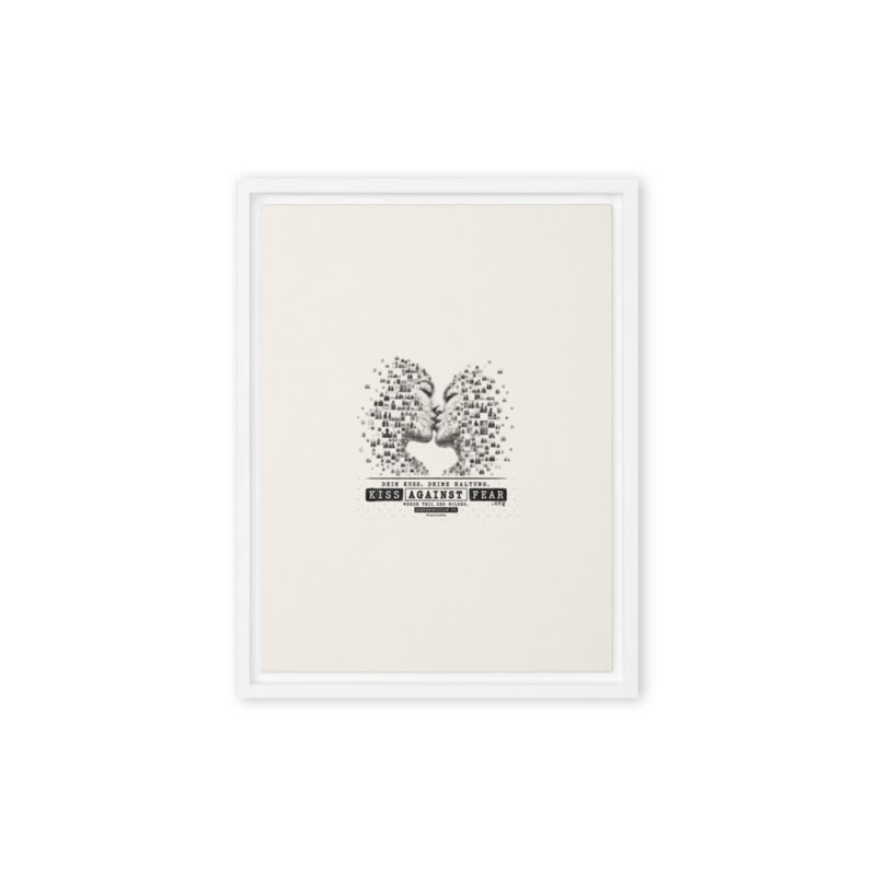 Kiss Against Fear – Deutsch – Gerahmte Leinwand · White · framed-canvas-(in)-white-9x12-front-6aa1a4b8c5959.png