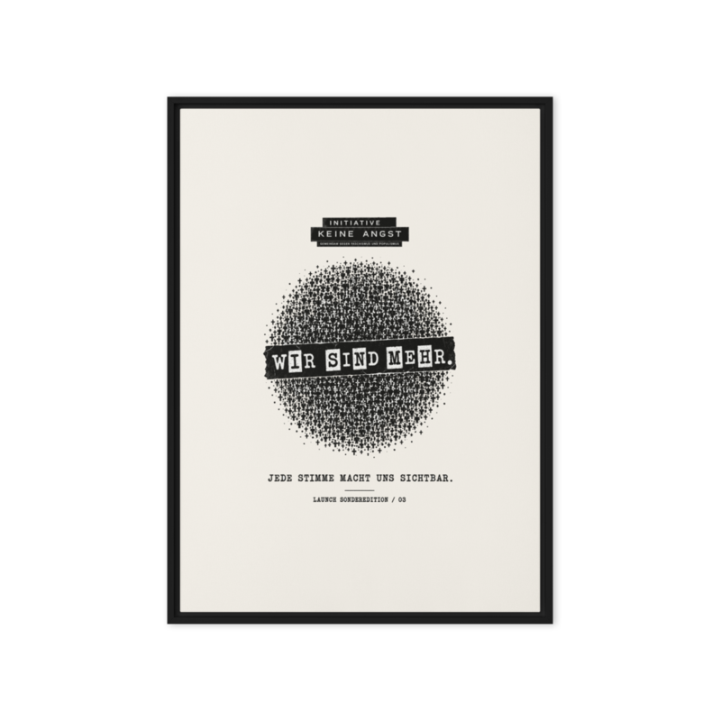 Sonderedition „Wir sind mehr“ – Gerahmte Leinwand · Black · framed-canvas-(in)-black-20x28-front-6aa1ae52bc105.png