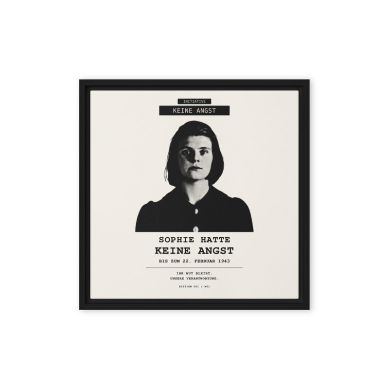 Sophie Scholl – Gerahmte Leinwand · Black · framed-canvas-(in)-black-16x16-front-6aa05ccb370c4.png