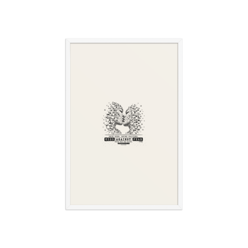 Kiss Against Fear – Deutsch – Gerahmtes Poster auf verbessertem mattem Papier · White · enhanced-matte-paper-framed-poster-(in)-white-20x30-front-6aa19efbc8a46.png