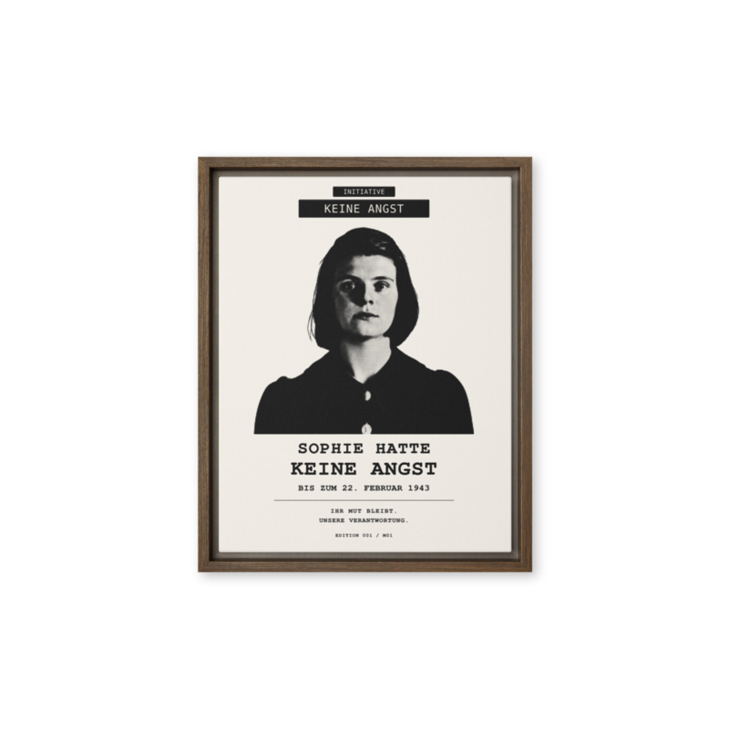 Sophie Scholl – Gerahmte Leinwand · Brown · framed-canvas-(in)-brown-11x14-front-6aa05db13ece8.png