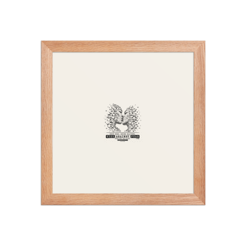 Kiss Against Fear – Deutsch – Gerahmtes Poster auf verbessertem mattem Papier · Red Oak · enhanced-matte-paper-framed-poster-(in)-red-oak-10x10-front-6aa19e78757af.png