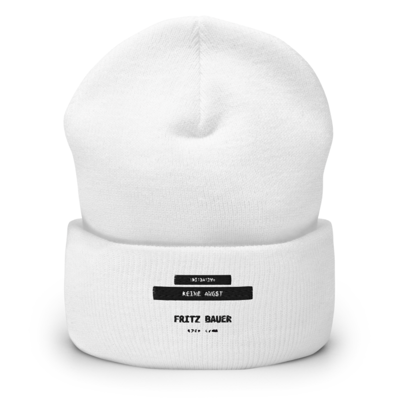 Fritz Bauer – Mütze mit Umschlag · White · cuffed-beanie-white-front-6aa154cf29dcc.png