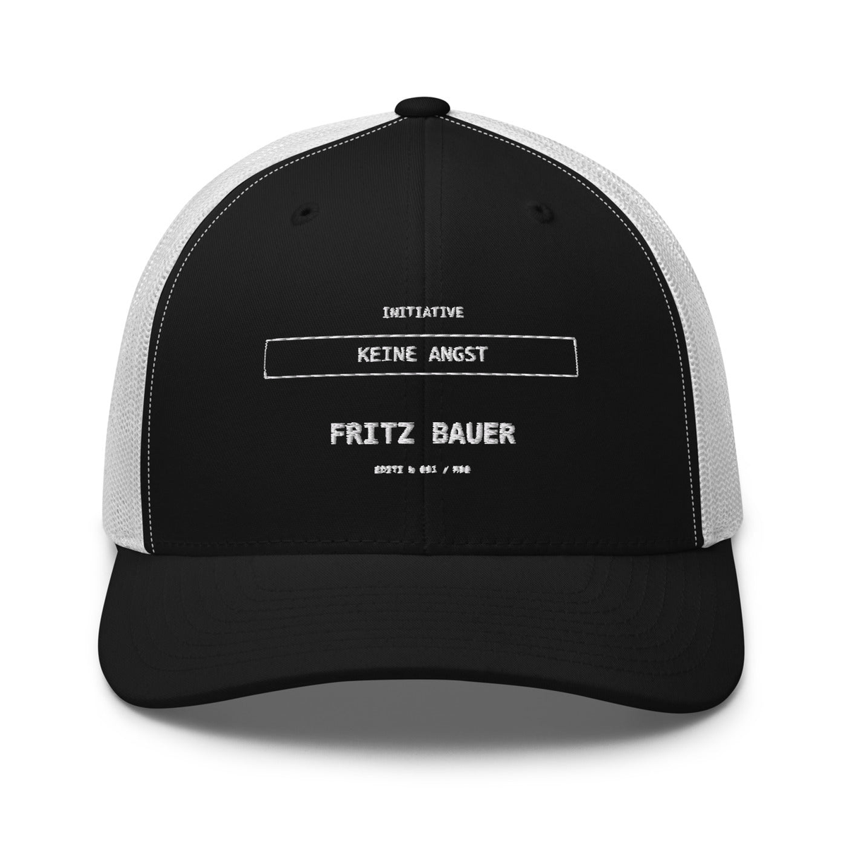 Fritz Bauer – Retro-Trucker-Cap – Black/ White – großes Original-Stickmotiv