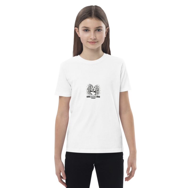 Kiss Against Fear – Deutsch – Bio-Baumwoll-T-Shirt für Kinder · White · kids-organic-cotton-mini-creator-2.0-t-shirt-white-front-6aa1a1cc9ad59.png