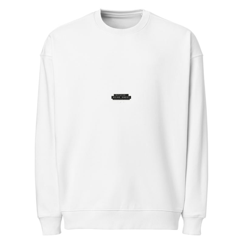 Sonderedition „Wir sind mehr“ – Oversized Unisex Bio-Pullover · White · unisex-organic-oversized-raddler-2.0-sweatshirt-white-front-6aa164a90f285.png