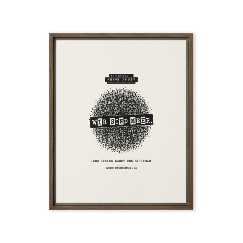 Sonderedition „Wir sind mehr“ – Gerahmte Leinwand · Brown · framed-canvas-(in)-brown-16x20-front-6aa1ae0849edb.png