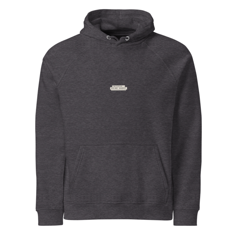 Sonderedition „Wir sind mehr“ – Unisex Bio-Raglan-Hoodie · Charcoal Melange · unisex-eco-raglan-hoodie-charcoal-melange-front-6aa15f769b1cc.png