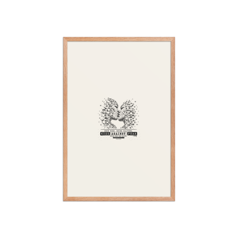 Kiss Against Fear – Deutsch – Gerahmtes Poster auf verbessertem mattem Papier · Red Oak · enhanced-matte-paper-framed-poster-(in)-red-oak-20x30-front-6aa19efb12445.png