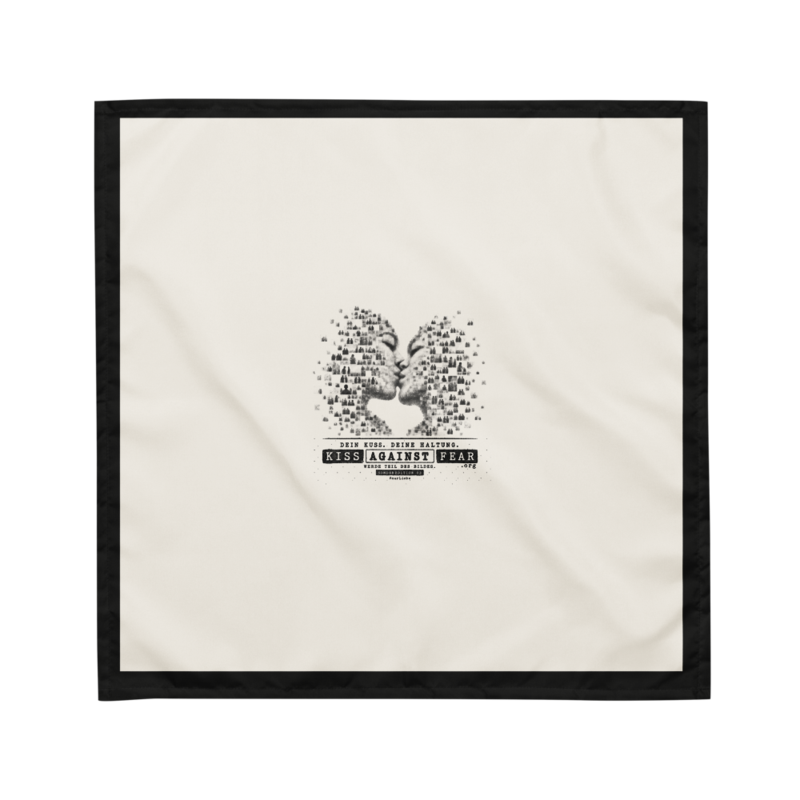 Kiss Against Fear – Deutsch – Bandana mit Allover-Druck · White · all-over-print-bandana-white-m-front-6aa1b3f9acb96.png