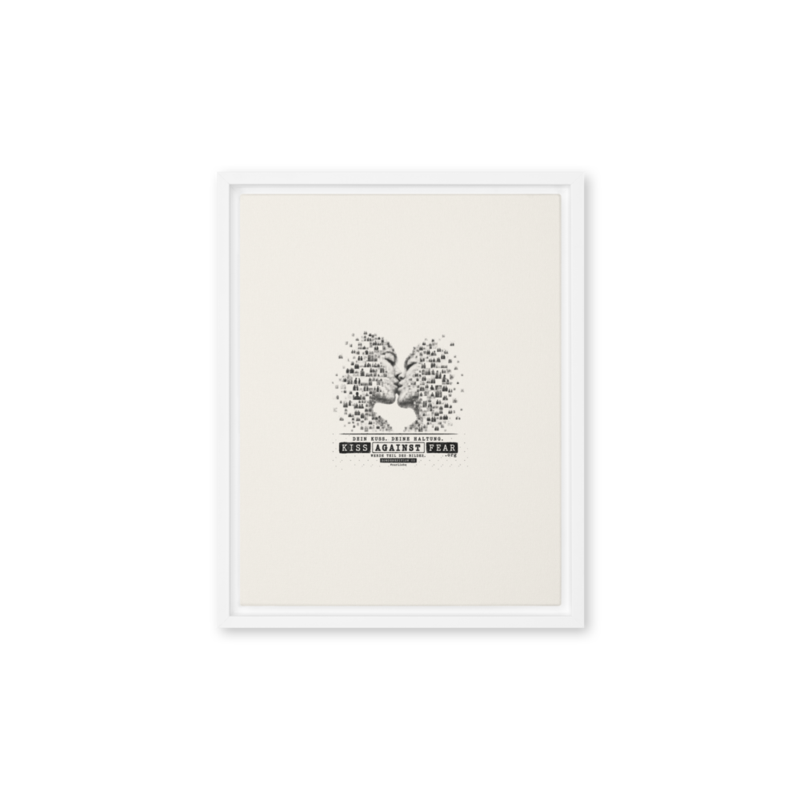 Kiss Against Fear – Deutsch – Gerahmte Leinwand · White · framed-canvas-(in)-white-11x14-front-6aa1a4f9b1a89.png