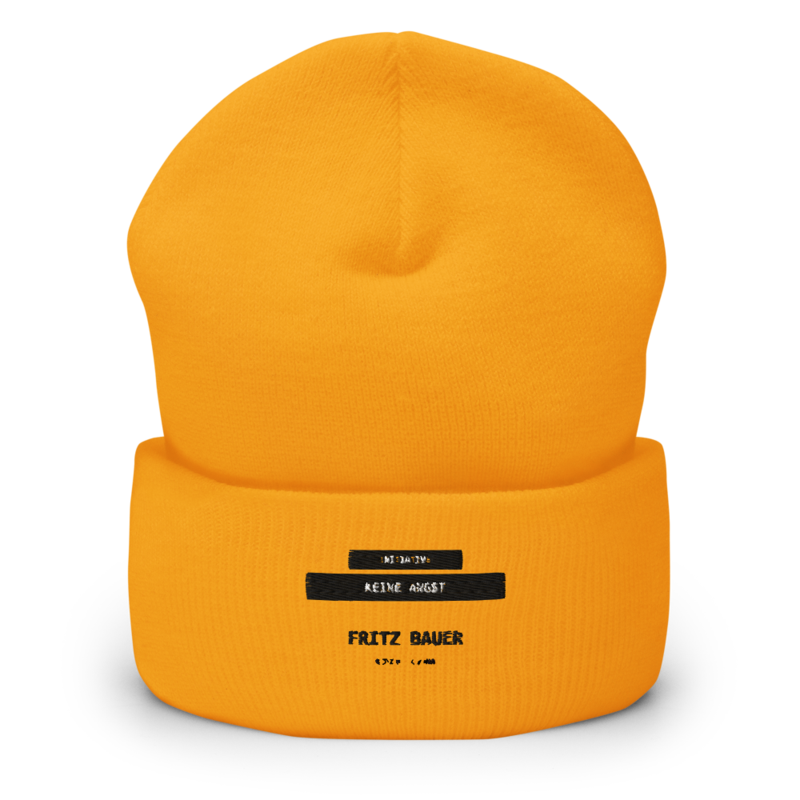 Fritz Bauer – Mütze mit Umschlag · Gold · cuffed-beanie-gold-front-6aa15422a7b9a.png
