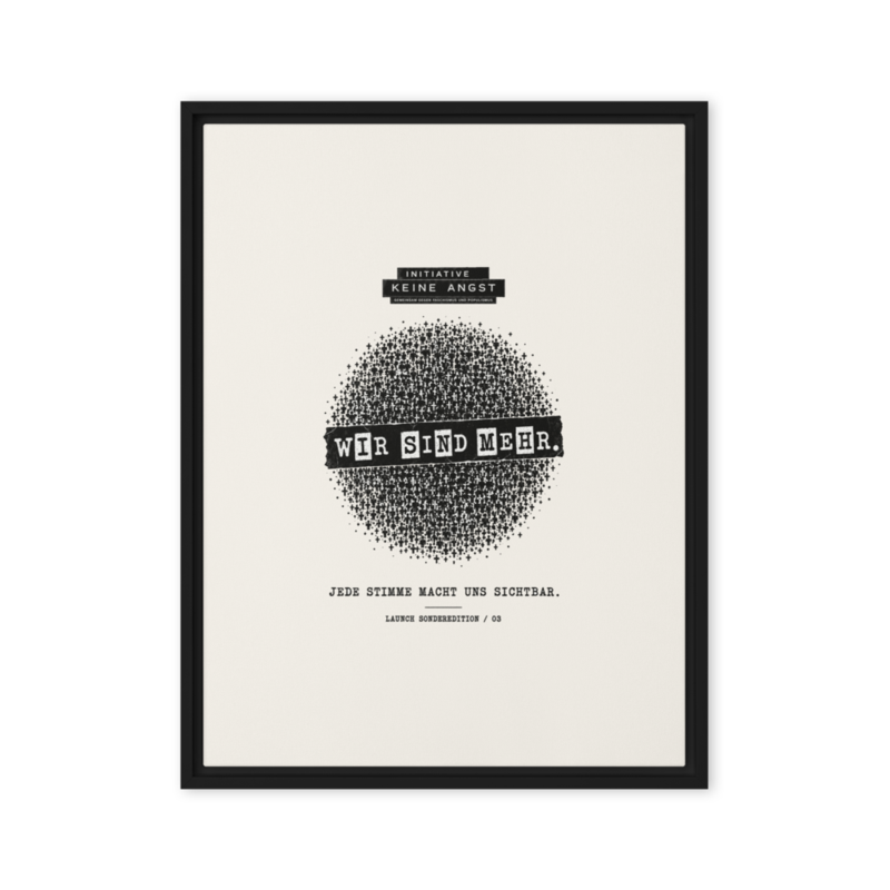 Sonderedition „Wir sind mehr“ – Gerahmte Leinwand · Black · framed-canvas-(in)-black-24x32-front-6aa1ae525daeb.png