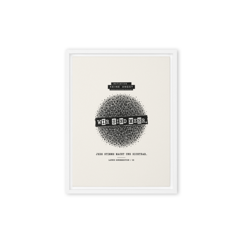 Sonderedition „Wir sind mehr“ – Gerahmte Leinwand · White · framed-canvas-(in)-white-12x16-front-6aa1ad319f4ed.png