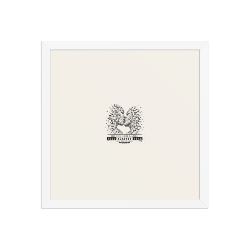 Kiss Against Fear – Deutsch – Gerahmtes Poster auf verbessertem mattem Papier · White · enhanced-matte-paper-framed-poster-(in)-white-14x14-front-6aa19e703b1b6.png