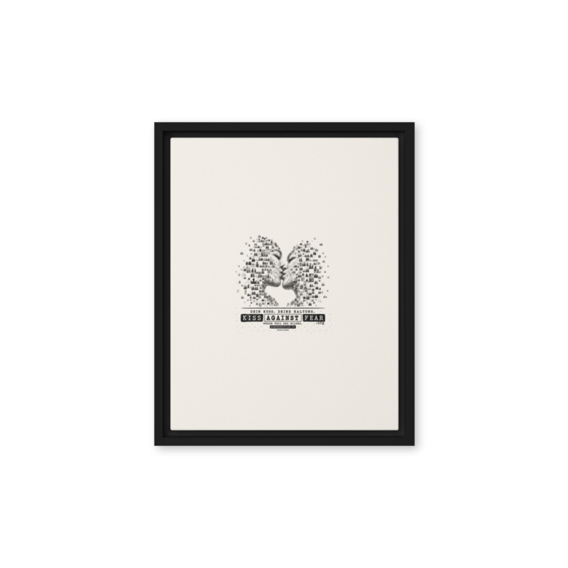 Kiss Against Fear – Deutsch – Gerahmte Leinwand · Black · framed-canvas-(in)-black-11x14-front-6aa1a47332e00.png