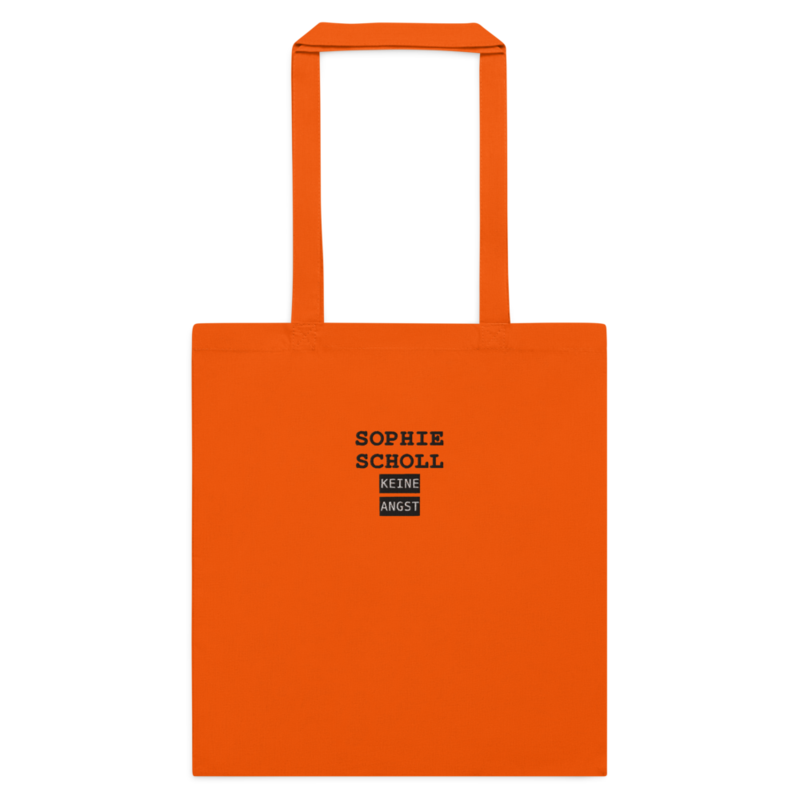 Sophie Scholl – Baumwolltasche mit langen Henkeln · Orange · cotton-color-tote-bag-orange-front-6aa24d98f30fa.png