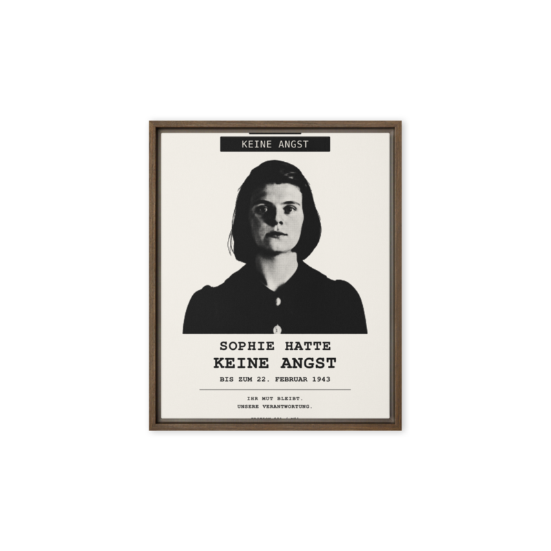 Sophie Scholl – Gerahmte Leinwand · Brown · framed-canvas-(in)-brown-8x10-front-6aa05d9c27347.png