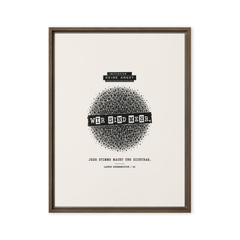 Sonderedition „Wir sind mehr“ – Gerahmte Leinwand · Brown · framed-canvas-(in)-brown-24x32-front-6aa1aee0efa09.png