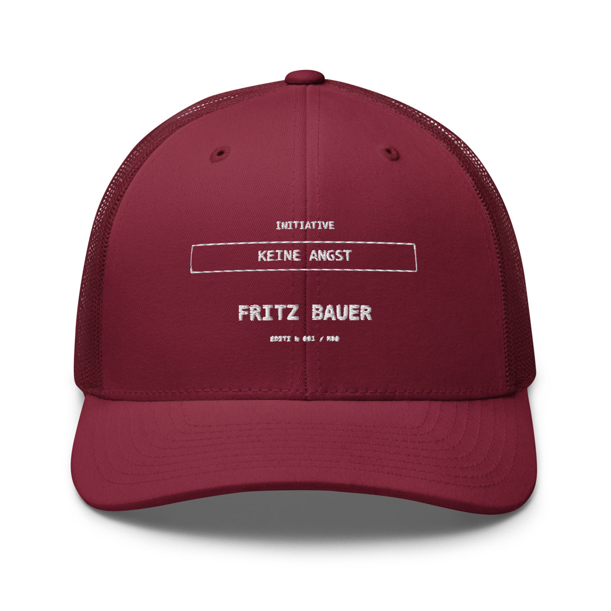 Fritz Bauer – Retro-Trucker-Cap – Cranberry – großes Original-Stickmotiv