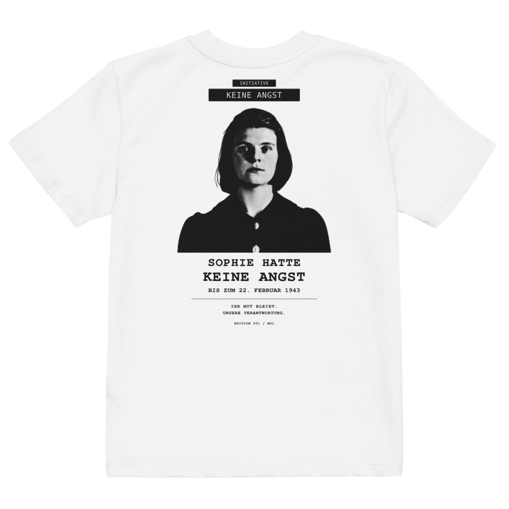 Sophie Scholl – Bio-Baumwoll-T-Shirt für Kinder – White – Rückansicht | Originalmotiv