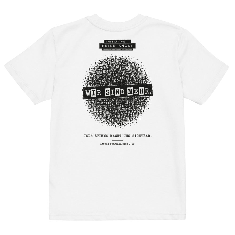 Sonderedition „Wir sind mehr“ – Bio-Baumwoll-T-Shirt für Kinder – White – Rückansicht | Originalmotiv